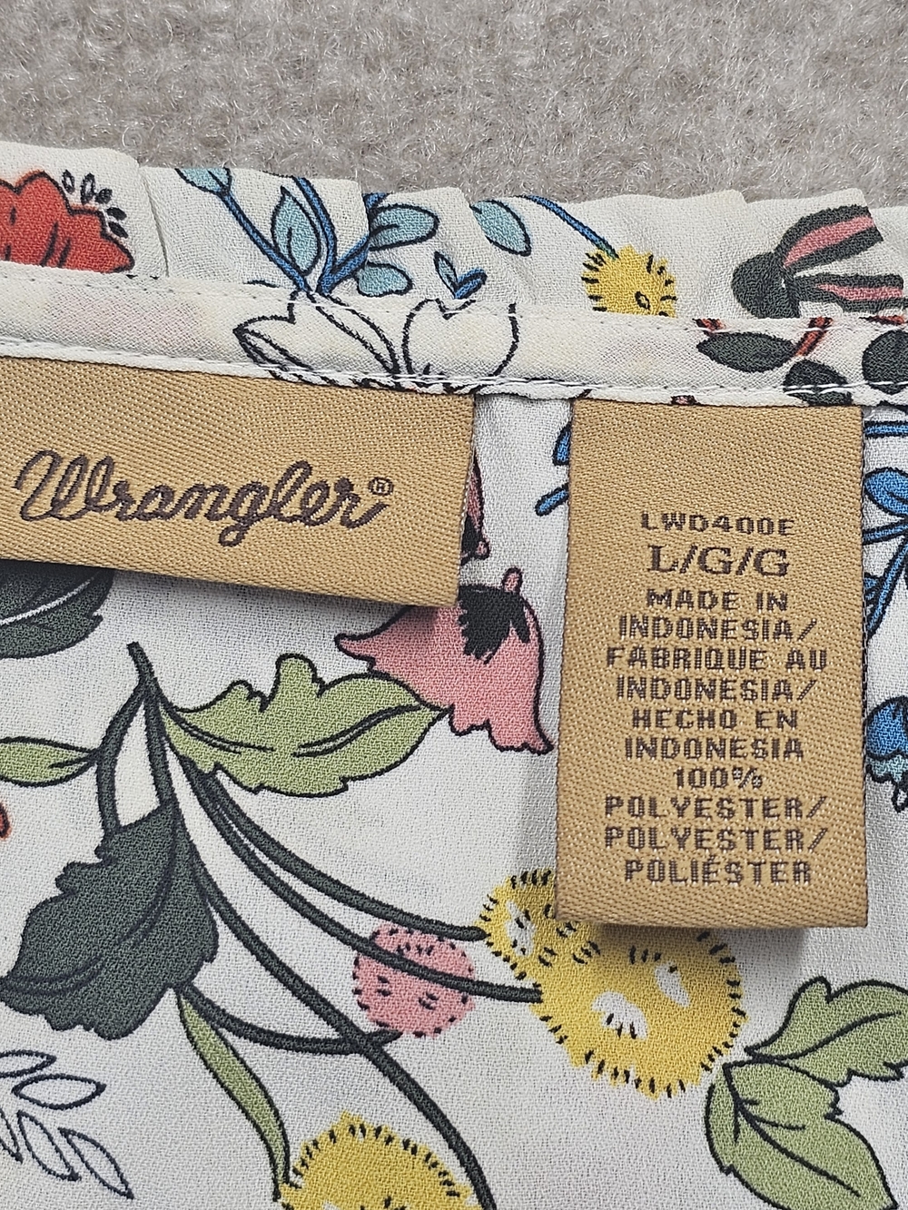 Wrangler Woodland Floral Sheer Dress L Deer Bunny Boho Ruffle - Picture 4 of 15